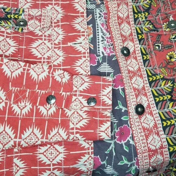 Gramicci Red 100% Cotton Multicolor Mixed Print Boho Global Jacket - Picture 5 of 9